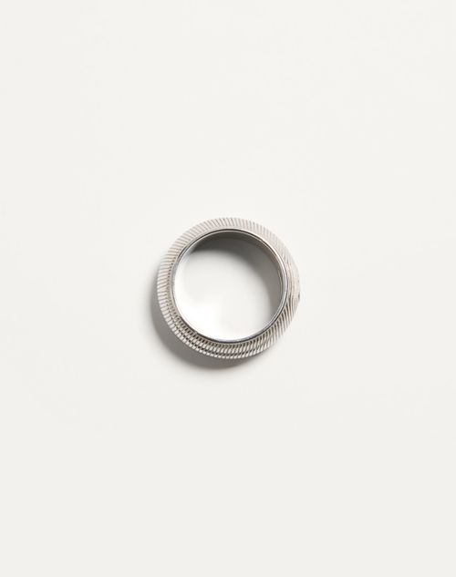 Valentino Garavani - Valentino Ovalette Metal Ring - Transparent - Man - Jewelry